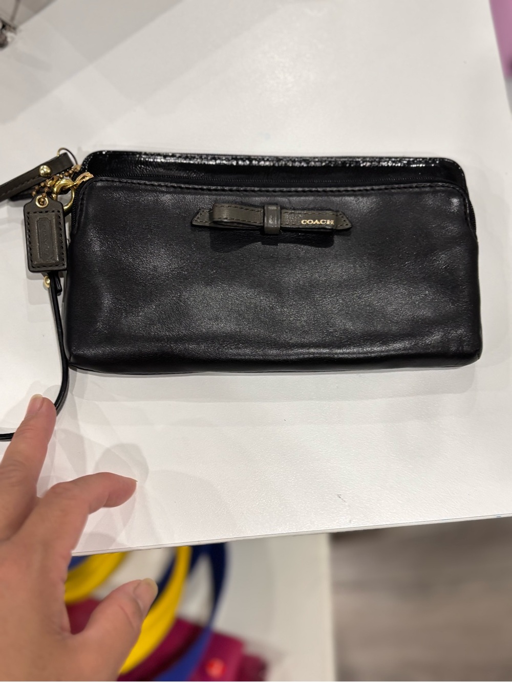 Coach Black Leather Wristlet/minibag - Picture 2 of 10